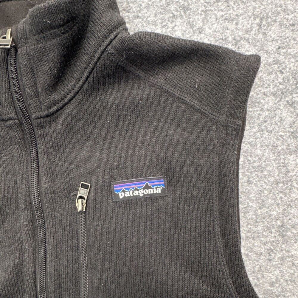 Patagonia Black Full Zip Fleece Vest Men's Size M Stand-Up Collar Logo Black - Picture 2 of 7
